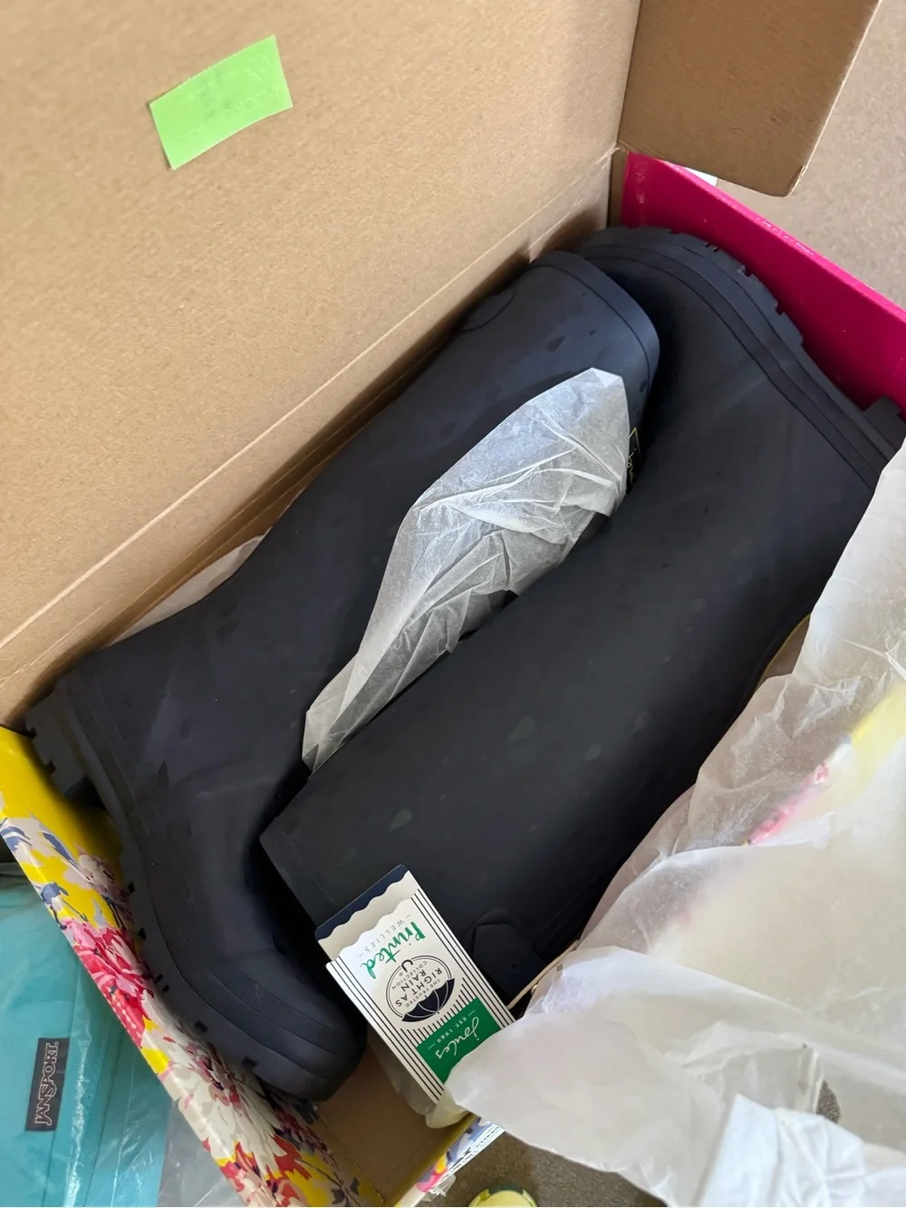 Joules Navy Tall Rain Boots - Navy Raindrops